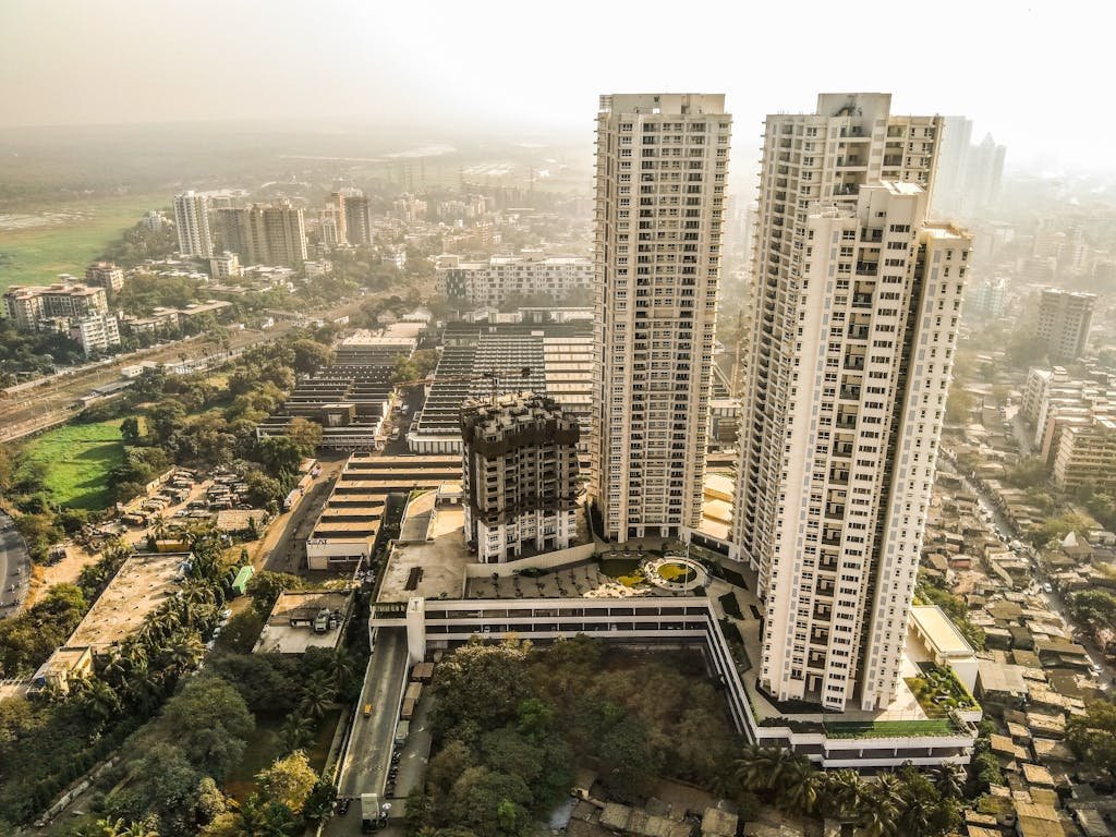 Stunning aerial shot of high-rise buildings in Navi Mumbai, India.